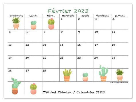 Calendrier février 2023 à imprimer 772DS Michel Zbinden CA