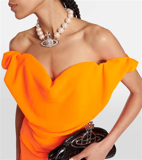 Sunday Off Shoulder Cr Pe Corset Top In Orange Vivienne Westwood