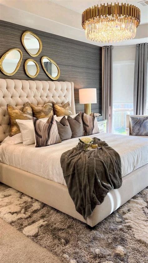 Luxurious Bedroom Decor With Large Bed And Chandelier