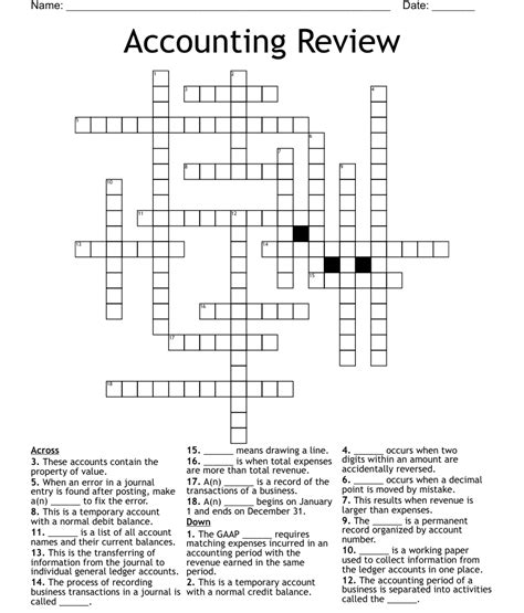 Accounting Review Crossword Wordmint