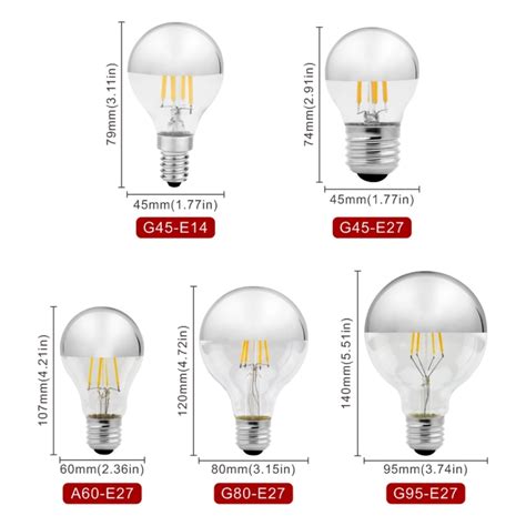 Got Liang Mirror Silver Retro Edison Led Light Bulb E E W V G