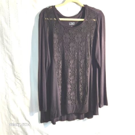 Logo By Lori Goldstein Tops Logo Lori Goldstein Black Lace Long