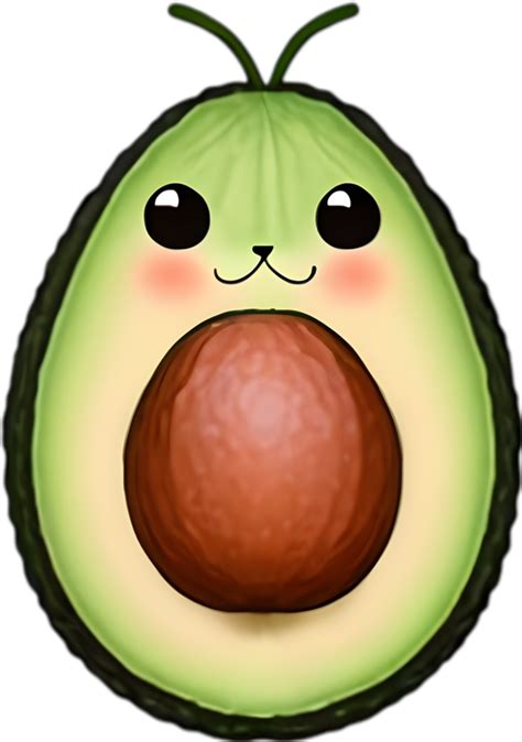 Ai Generated Cute Cartoon Avocado Icon Kawaii Avocado Clipart 42367991 Png