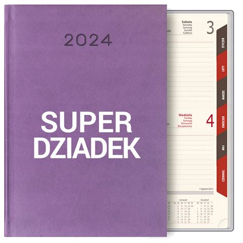 Kalendarz Książkowy PLANER A5 2024 FIOLET SUPER DZIADEK WZORY