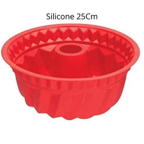 Forma Silicone Grande Bolo Pudim Tortas Vazada Redonda 3 Litros 25 Cm