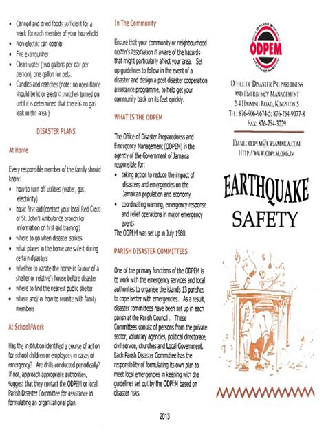 Earthquake Brochure Pdf