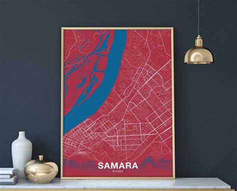 SAMARA Russia Map Poster Color Hometown City Print Modern Home Decor ...