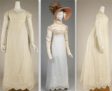 Muslin Gown With Whitework Embroidery Spencer And Leghorn Bonnet