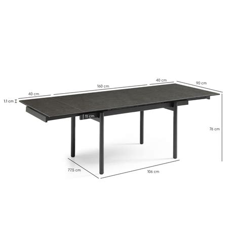 Table Extensible Cm C Ramique Gris Fonc Pieds Droits Uta