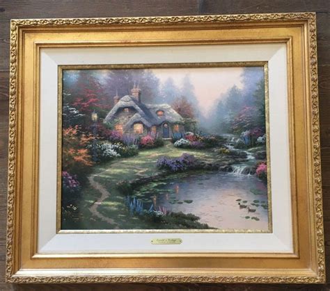 Thomas Kinkade Everett S Cottage Lithograph On Canvas 16x20 Kelly S Collectibles