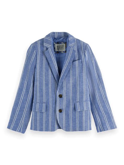 Striped Cotton Linen Dressed Blazer