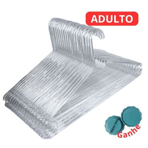 kit 30 Cabide Adulto Acrilico Cristal Transparente reforçado moda