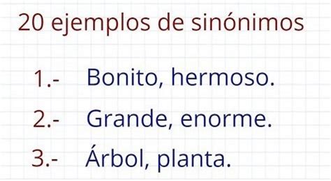 20 Ejemplos De Sinónimos