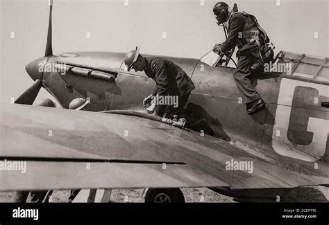 Refuelling A Hawker Hurricane While The Pilot Reports To Squadron