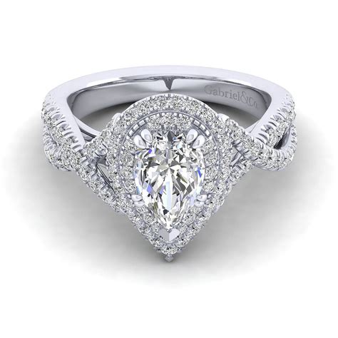 Pear Shaped Double Halo Engagement Rings