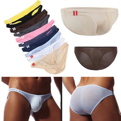 Ice Silk Men Bikini Briefs Bulge Boxers Underwear Thongs G String Swimwear M 2XL EBay