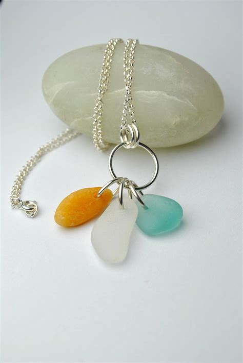 Genuine Sea Glass Necklace Sterling Silver Ooak Outdoor Beach Etsy Glass Necklace