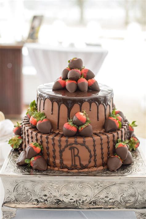 Tiered Grooms Cake With Chocolate Strawberries