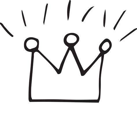 Crown Icon Sketch Hand Drawn Doodle Style Minimalism Monochrome