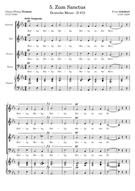 Heilig Zum Sanctus Deutsche Messe Schubert Sheet Music For Soprano Alto Tenor Bass Voice