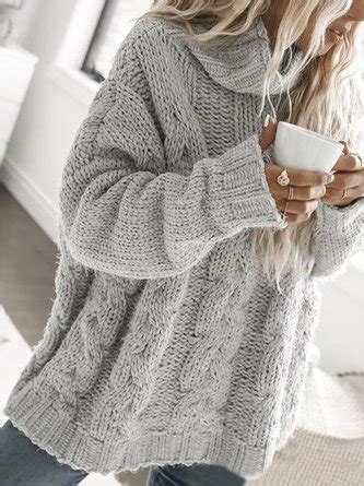 Long Sleeve Turtleneck Tunic Sweater Knit Jumper Noracora