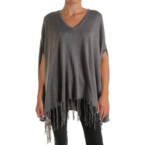 Michael Michael Kors Womens Fringe V Neck Poncho Sweater Top Bhfo