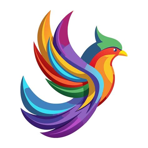 Un pájaro colorido con una cola colorida que dice arco iris Vector