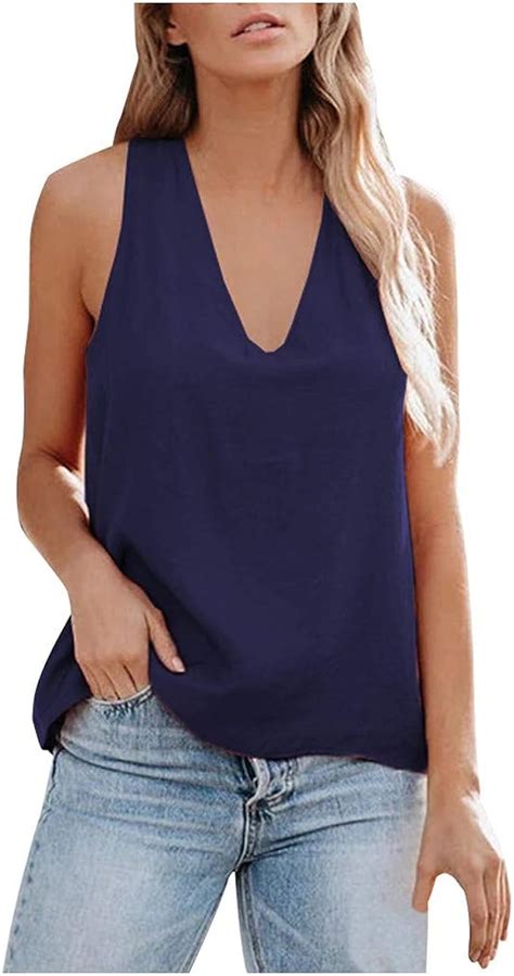 Xisimei Top Damen Sexy Tiefer V Ausschnitt Chiffon Sommer Tank Tops Lässige Loose Fit Rückenfrei