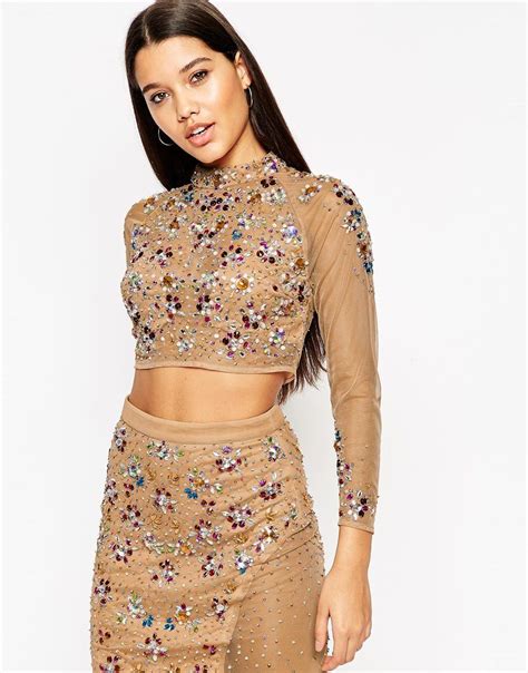 Image 1 Of Asos High Neck Embellished Top Embellished Top Going Out