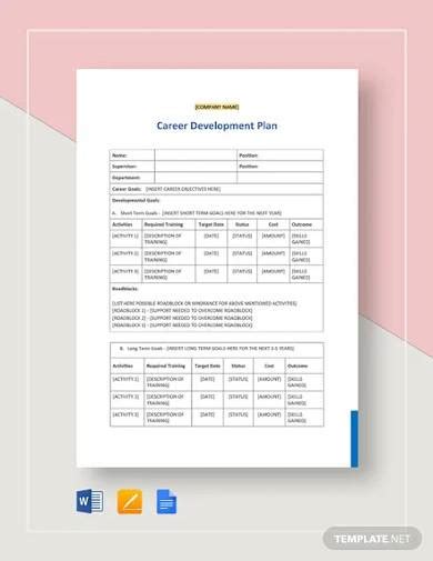 FREE 13+ Sample Career Plan Templates in PDF | MS Word | Pages | Google ...