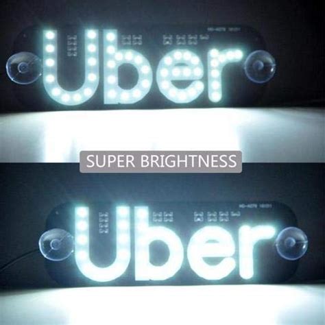 White Uber LED Light Sign Taxi Lighted Window Sign USB Port Connect