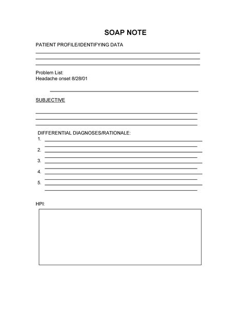 Soap Note Template Printable Printable Templates