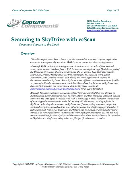 Scan Import And Automatically File Documents To Skydrive With Ccscan