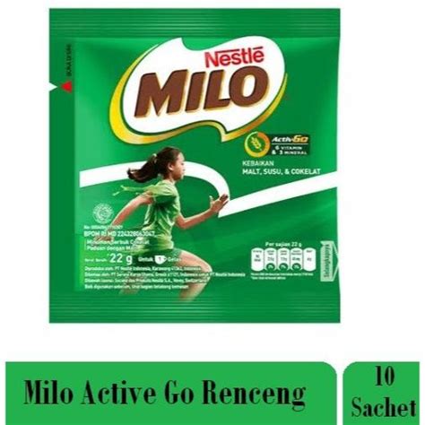 Jual Milo Activ Go Sachet 22gr 1 Renceng Isi 10 Pcs Shopee Indonesia