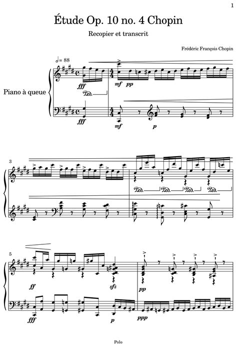 Étude Op 10 No 4 Chopin Sheet Music For Piano