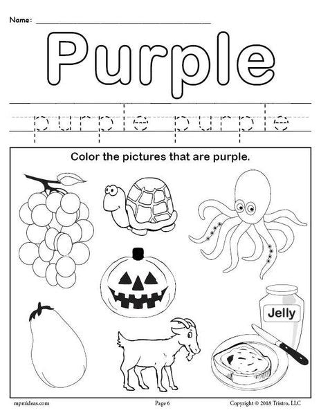 Color Purple Worksheet Supplyme