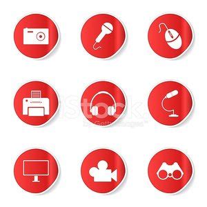 Electronic Equipment Red Vector Button Icon Design Set Stock Clipart