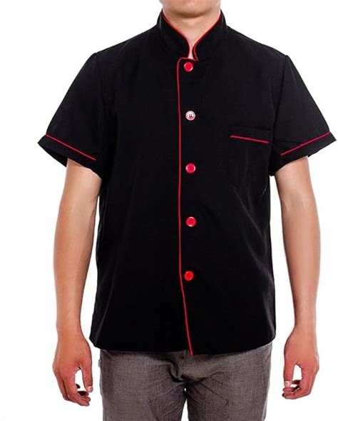 Freahap Chaqueta Chef Camisa De Cocinero Manga Corta De Verano Negro