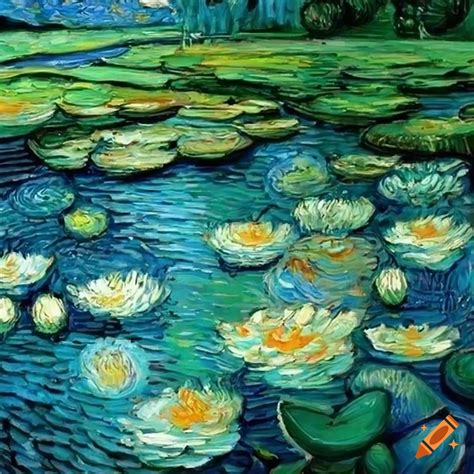 High Resolution Water Lilies Painting By Van Gogh On Craiyon