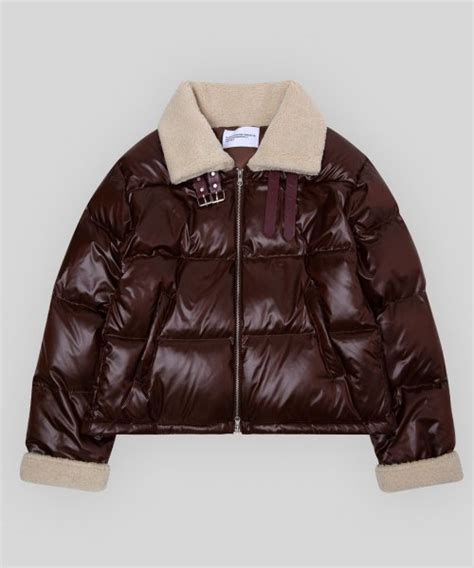 Musinsa Some Place Leather Dumble Collar Belted Crop Puffer Mustang