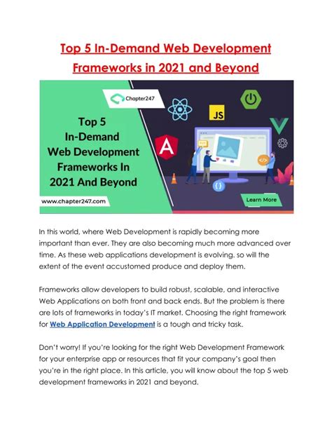 Ppt Top 5 In Demand Web Development Frameworks In 2021 And Beyond