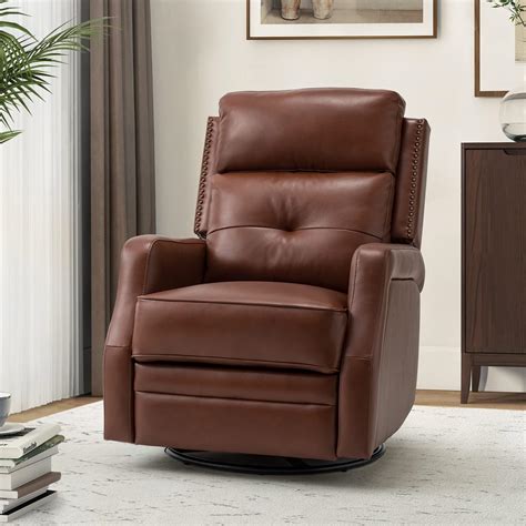 Amazon HULALA HOME Genuine Leather Swivel Rocker Recliner Modern