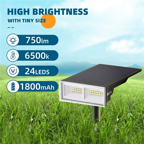 Solar Lights Outdoor Ip65 Waterproof 24 Leds 6500k 3 Modes Led Garden Spotlights