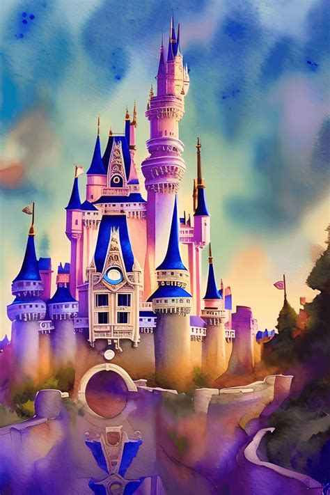 Ilustra O Fant Stica Em Aquarela Do Castelo Da Disney No Magic Kingdom