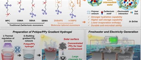 浙工大杨晋涛郑司雨adv Funct Mater：基于一种强反聚电解质效应的两性离子水凝胶实现耐盐、高效的太阳能水电联产传输adv