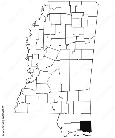 Map of Jackson County in Mississippi state on white background. single ...