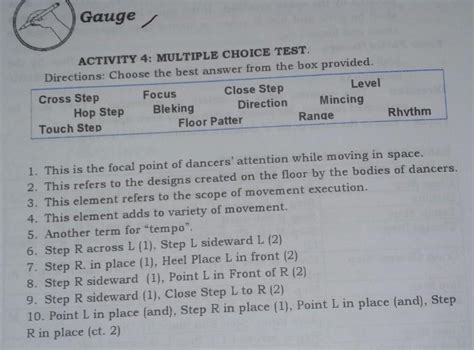 Activity Multiple Choice Test Directions Choose The Best Answer