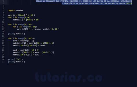 Arrays Python Invertir Datos Diagonales Matriz Tutorias Co