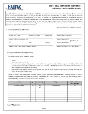 Fillable Online Verification Worksheet Indep V Fax Email