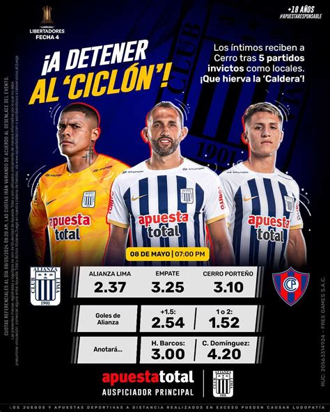 Apuestas Alianza Lima Vs Cerro Porteño En Vivo Pronóstico Y Cuotas Del